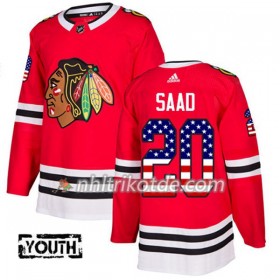 Chicago Blackhawks Trikot Brandon Saad 20 Adidas 2017-2018 Rot USA Flag Fashion Authentic - Kinder